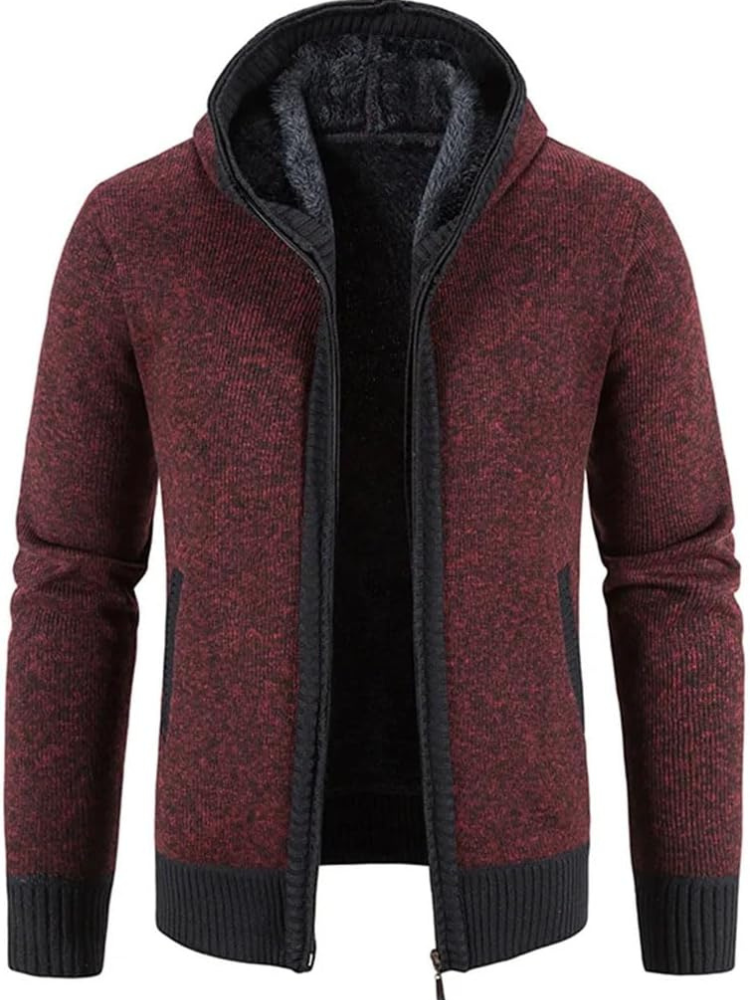 Veste Hiver Homme Capuche Zippée à Rayures