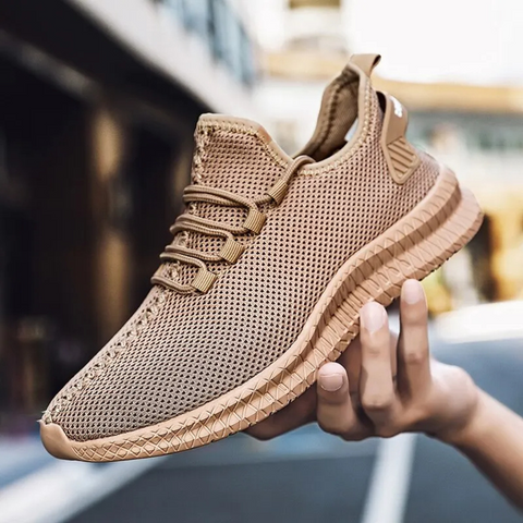 Baskets Homme Running Respirant Beige - PanierRoyale