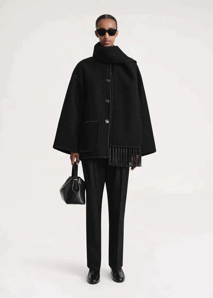 Manteau Femme Hiver Chic avec Écharpe Douce