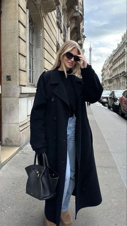 Manteau Femme Beige Taille ajustable avec Ceinture