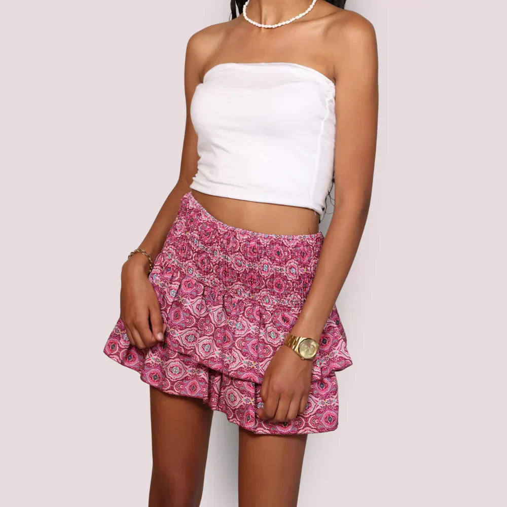Jupe Été Florale Légère pour Femme avec Short Intérieur - PanierRoyale