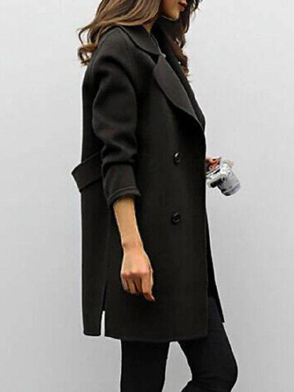 Manteau Femme Hiver Olive Long avec Poches et Fermeture Éclair