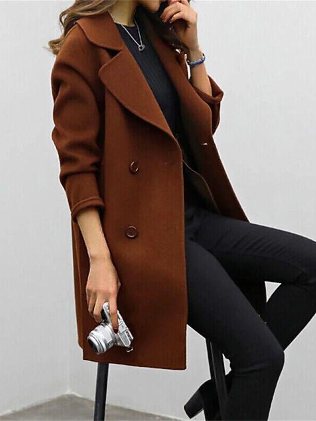 Manteau Femme Hiver Olive Long avec Poches et Fermeture Éclair