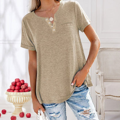 T-Shirt Femme Décontracté Col Rond Manches Courtes