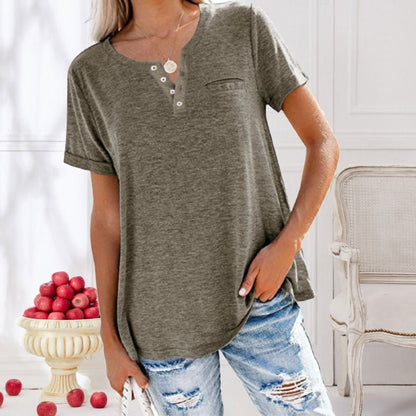 T-Shirt Femme Décontracté Col Rond Manches Courtes
