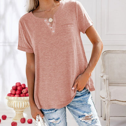 T-Shirt Femme Décontracté Col Rond Manches Courtes