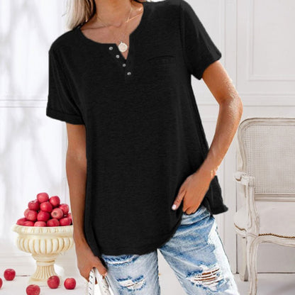 T-Shirt Femme Décontracté Col Rond Manches Courtes