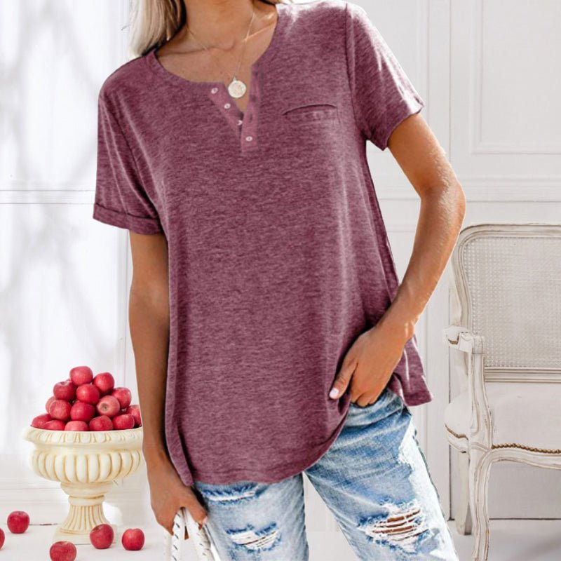 T-Shirt Femme Décontracté Col Rond Manches Courtes