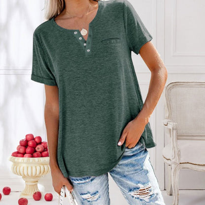 T-Shirt Femme Décontracté Col Rond Manches Courtes