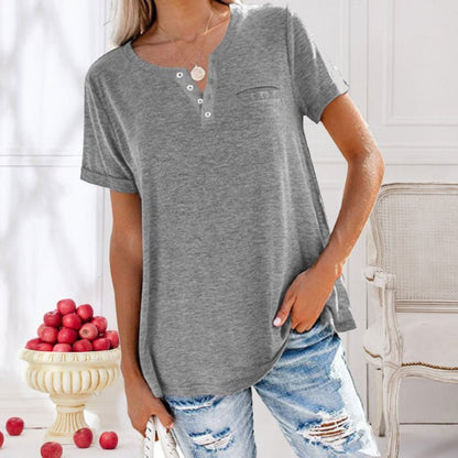 T-Shirt Femme Décontracté Col Rond Manches Courtes
