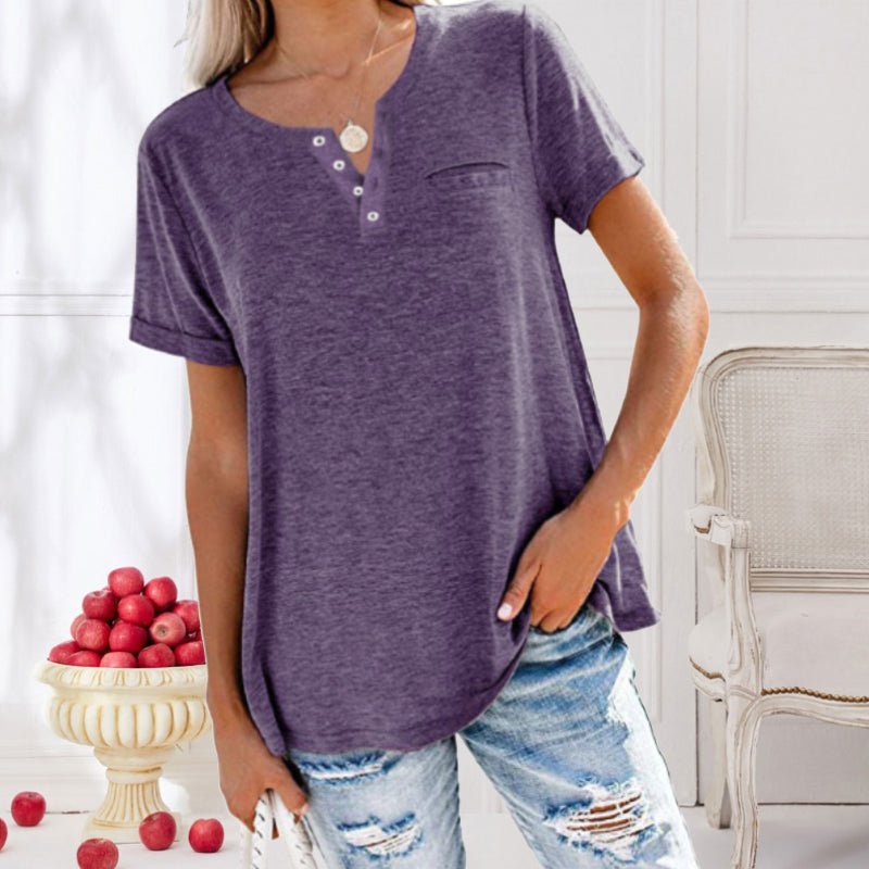 T-Shirt Femme Décontracté Col Rond Manches Courtes - PanierRoyale