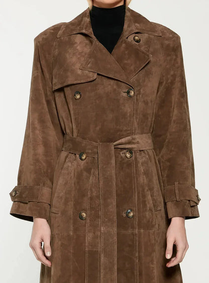 Manteau Femme Long Élégant en Taille Cintrée