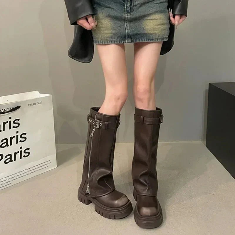 Bottes À Plateforme Et Boucle Pour Femme | Hiver