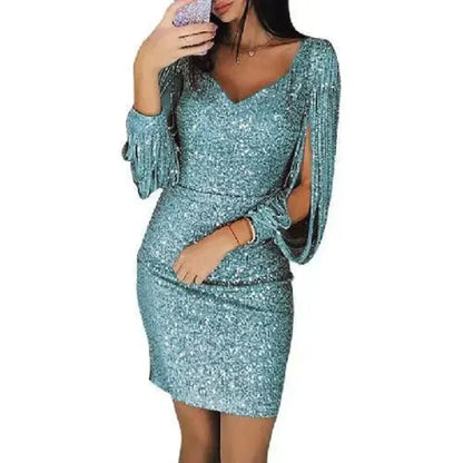 Robe de Cocktail Femme Courte et Élégante Pailletée