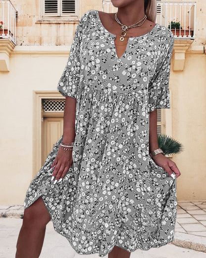 Robe Été Légère Florale Décolleté Bohème