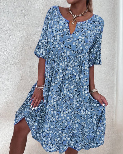 Robe Été Légère Florale Décolleté Bohème