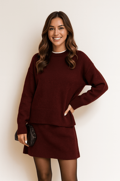 Ensemble 2 pièces Femme : Pull et Jupe pour un Look Décontracté Chic