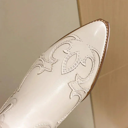 Bottes De Cowboy Mi-mollet Pour Femme | Talon Carré