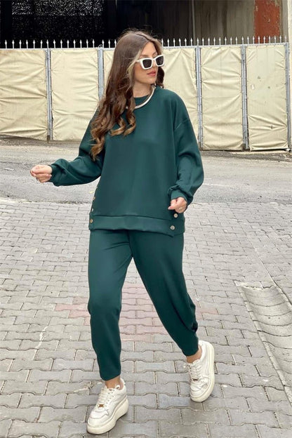 Survetement Décontracté 2 Pièces : Pull et Pantalon Jogger Confortables