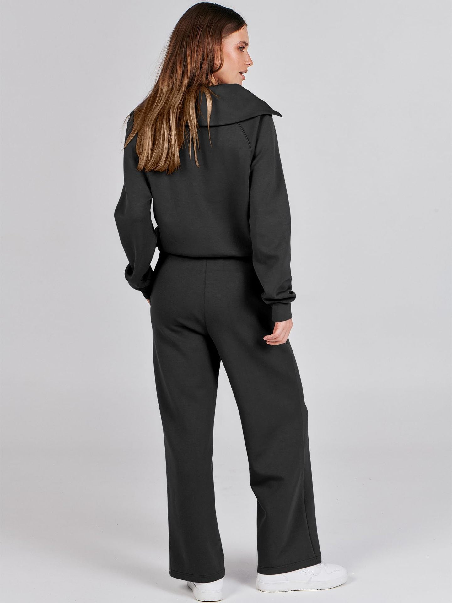 Costume décontracté femme zip et pantalon large