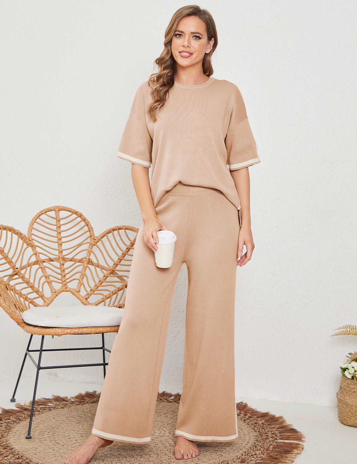 Ensemble Décontracté 2 Pièces Courte Manche et Pantalon Large