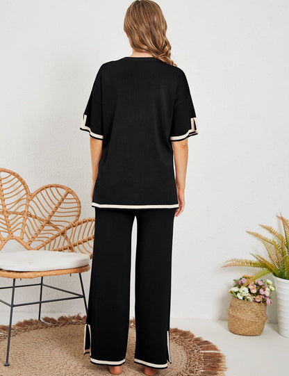 Ensemble Décontracté 2 Pièces Courte Manche et Pantalon Large