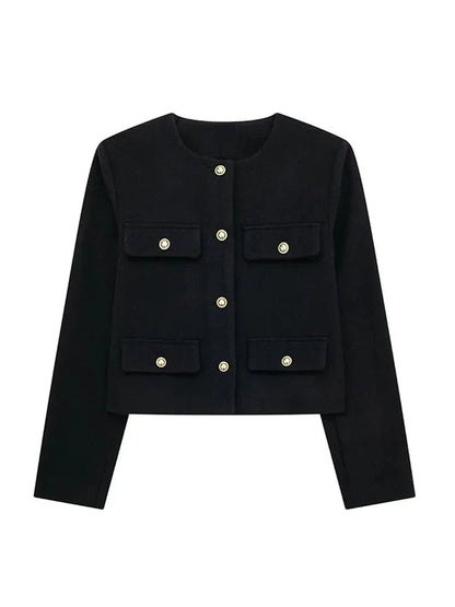Blazer Moderne En Tweed Avec Détails Boutonnés Pour Femme | Hiver