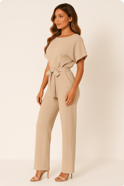 Combinaison Femme Élégante avec Ceinture Taille