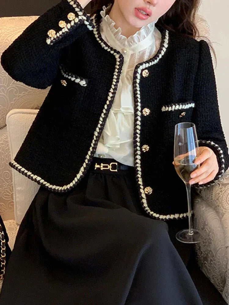Veste Femme Tweed Classique Boutons Décontractée - PanierRoyale