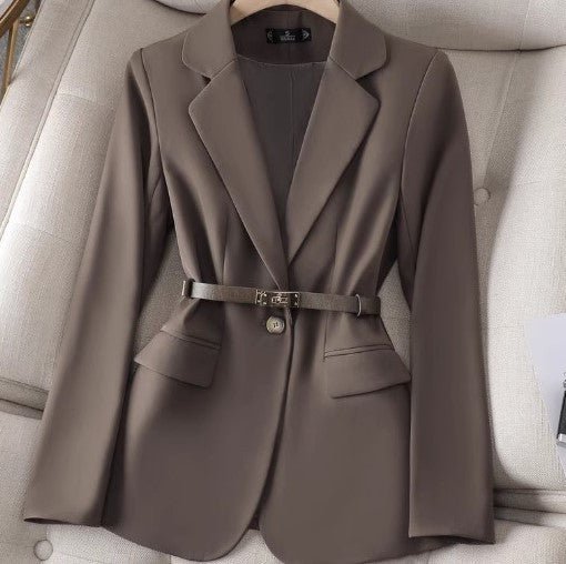 Blazer Femme Tailleur avec Ceinture et Coupe Affûtée
