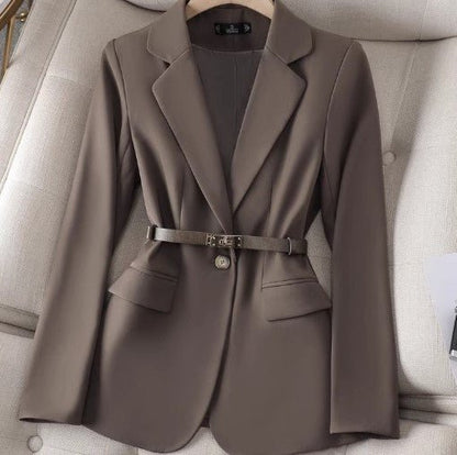 Blazer Femme Tailleur avec Ceinture et Coupe Affûtée