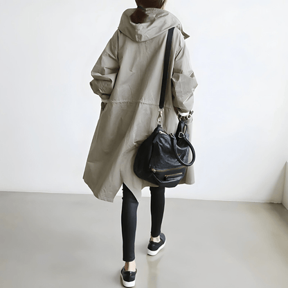 Trench coat femme légère avec capuche, veste élégante décontractée