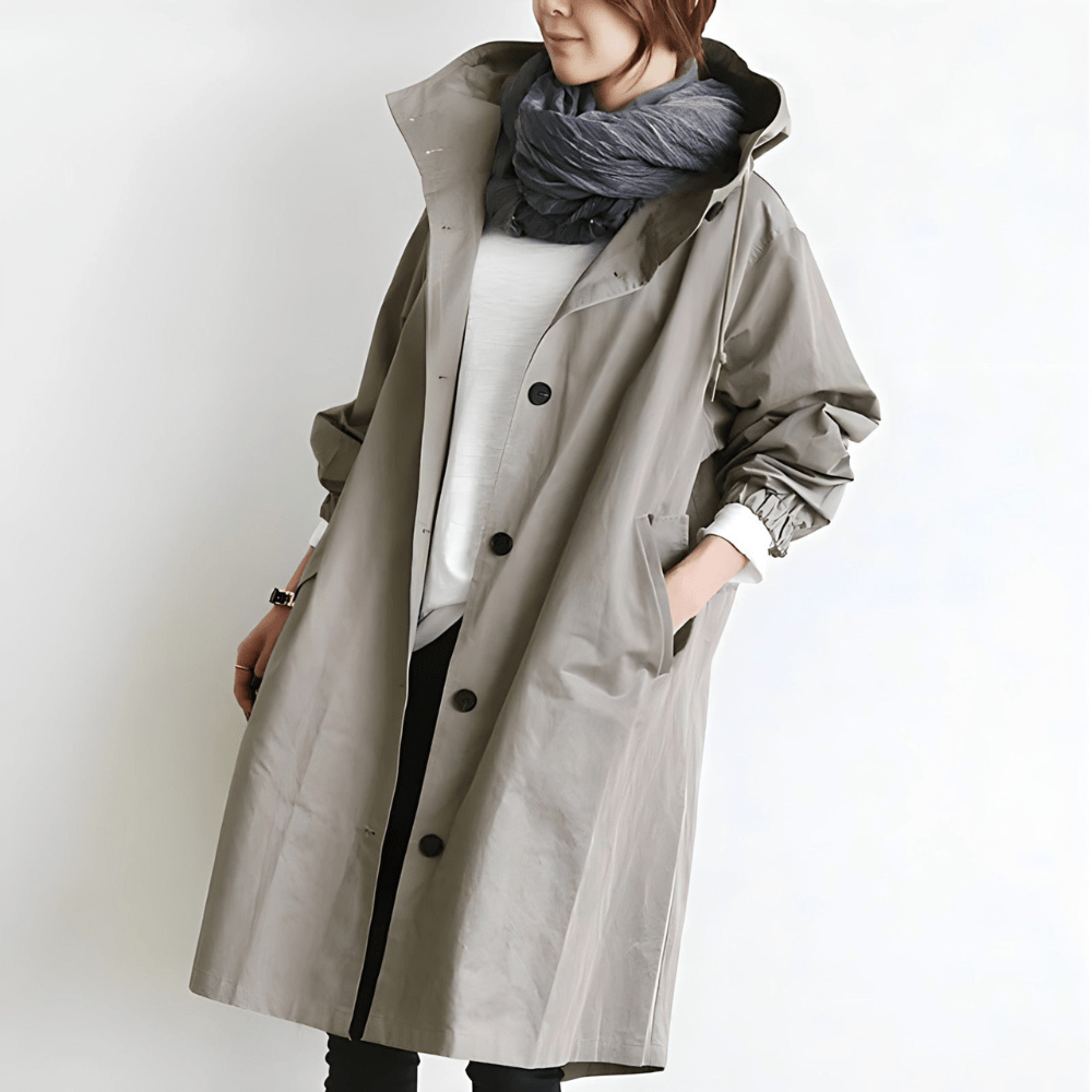 Trench coat femme légère avec capuche, veste élégante décontractée - BerlinGlamour
