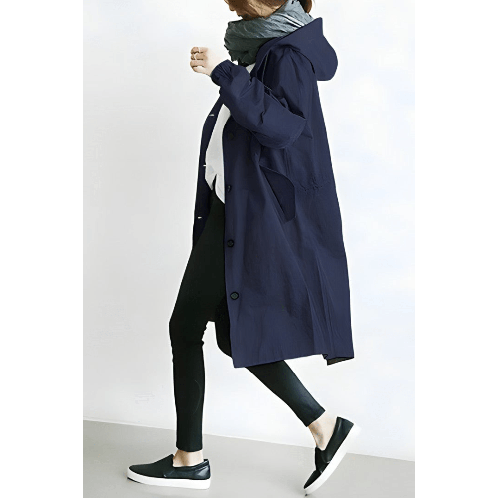 Trench coat femme légère avec capuche, veste élégante décontractée