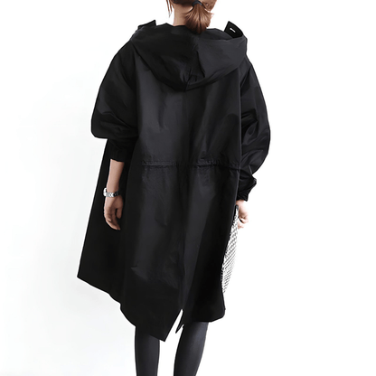 Trench coat femme légère avec capuche, veste élégante décontractée