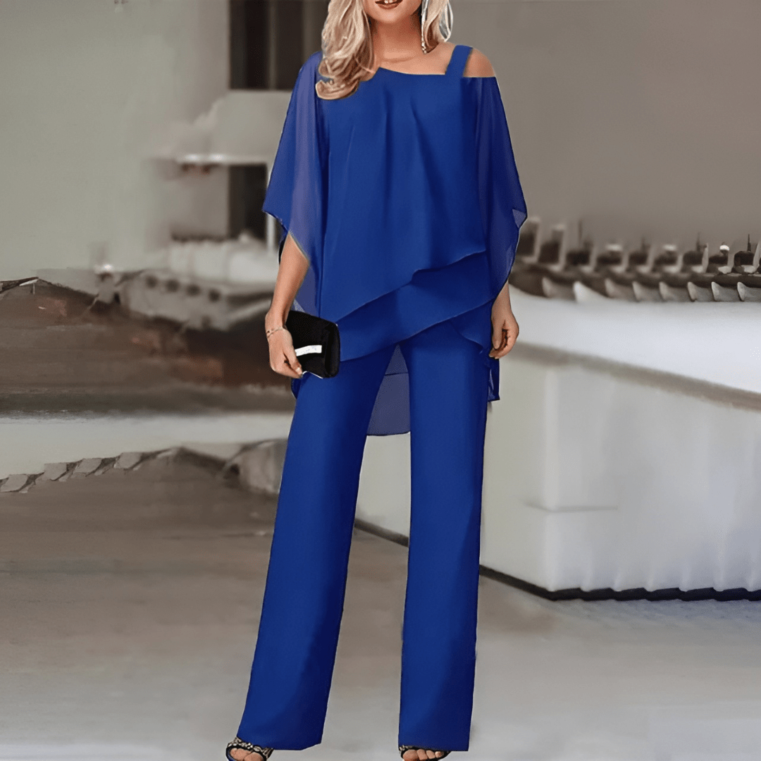 Robe de Soirée Femme Asymétrique avec Pantalon Élégant