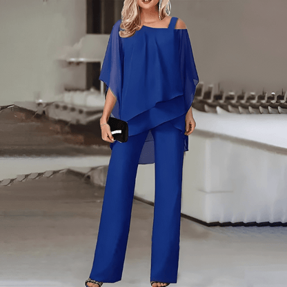 Robe de Soirée Femme Asymétrique avec Pantalon Élégant
