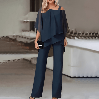 Robe de Soirée Femme Asymétrique avec Pantalon Élégant