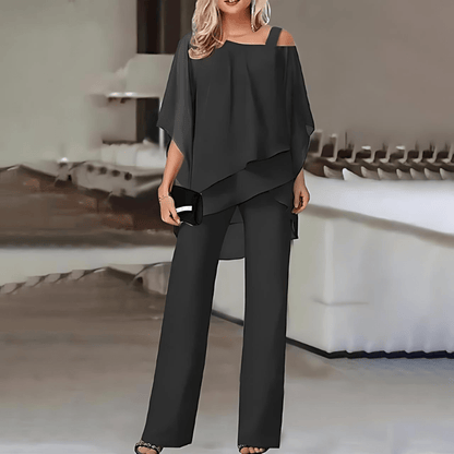 Robe de Soirée Femme Asymétrique avec Pantalon Élégant