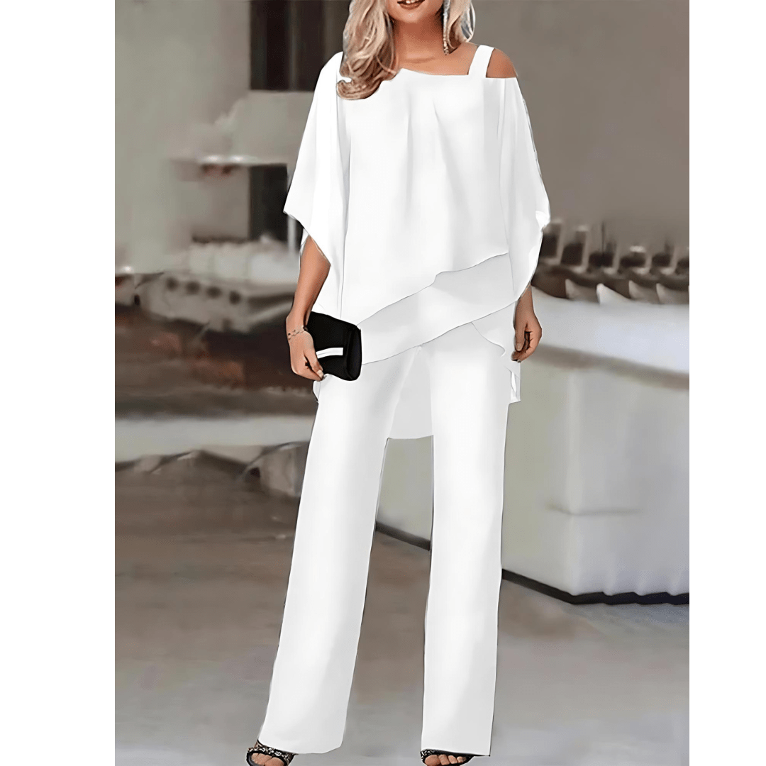Robe de Soirée Femme Asymétrique avec Pantalon Élégant - BerlinGlamour