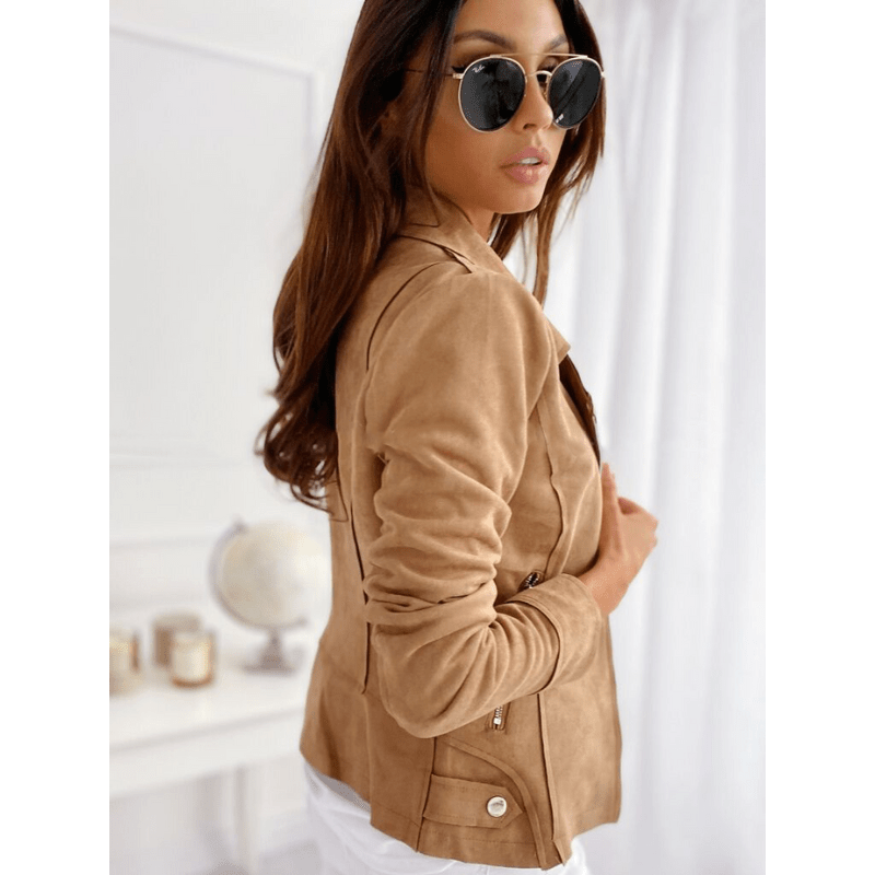 Blouson Cuir Vintage Élégant avec Fermeture Éclair