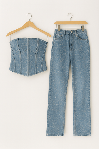 Combinaison Denim Féminine sans Bretelles