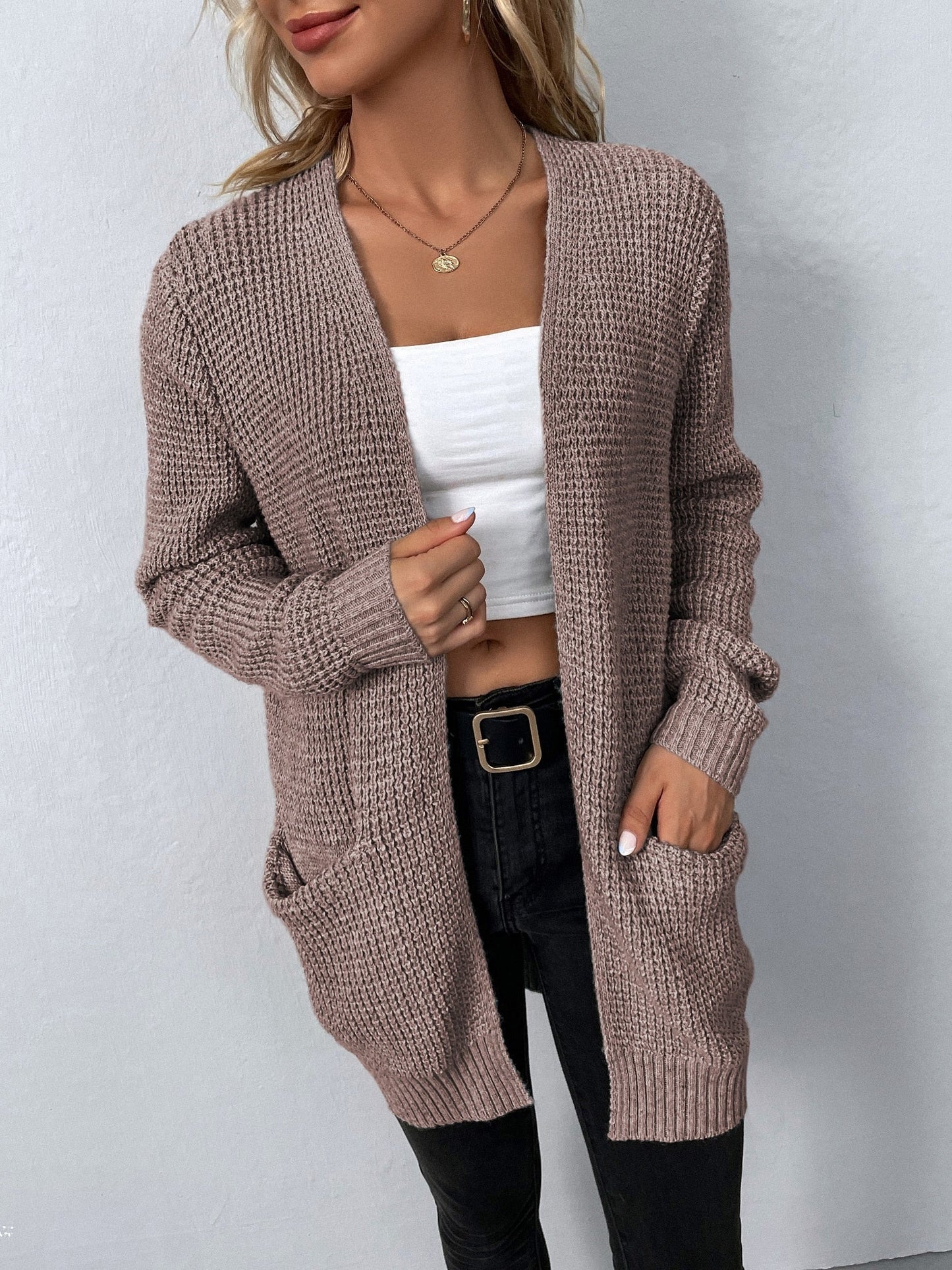 Cardigan Femme À Manches Longues Décontracté