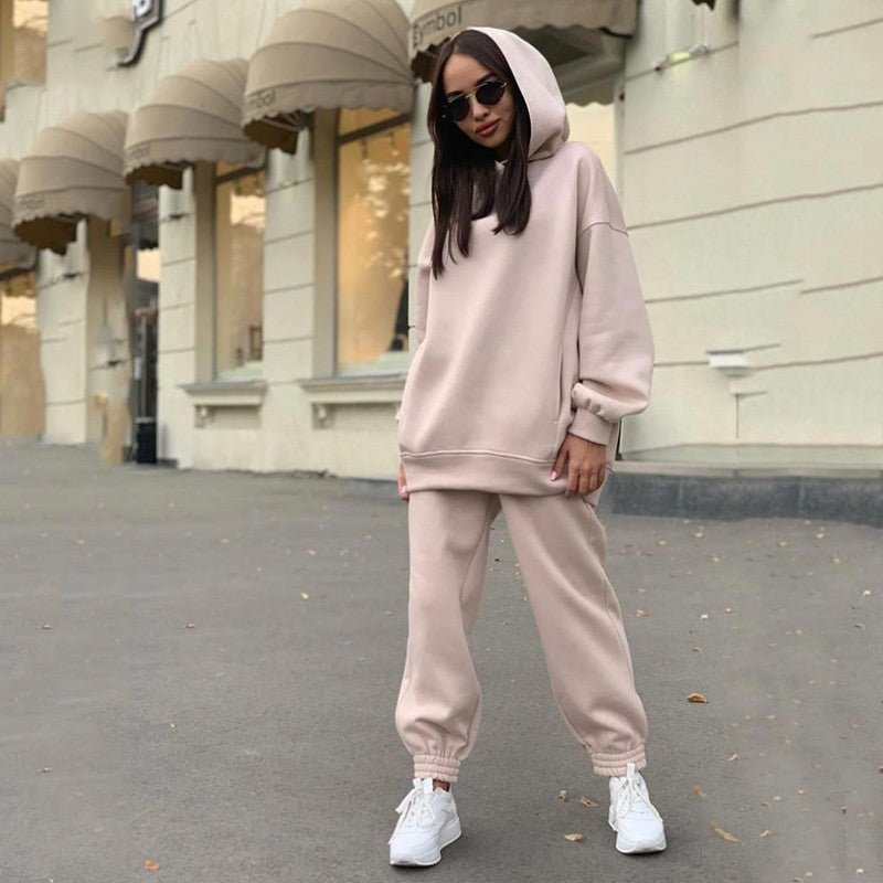 Survêtement Femme Jogging avec Hoodie et Pantalon de Sport