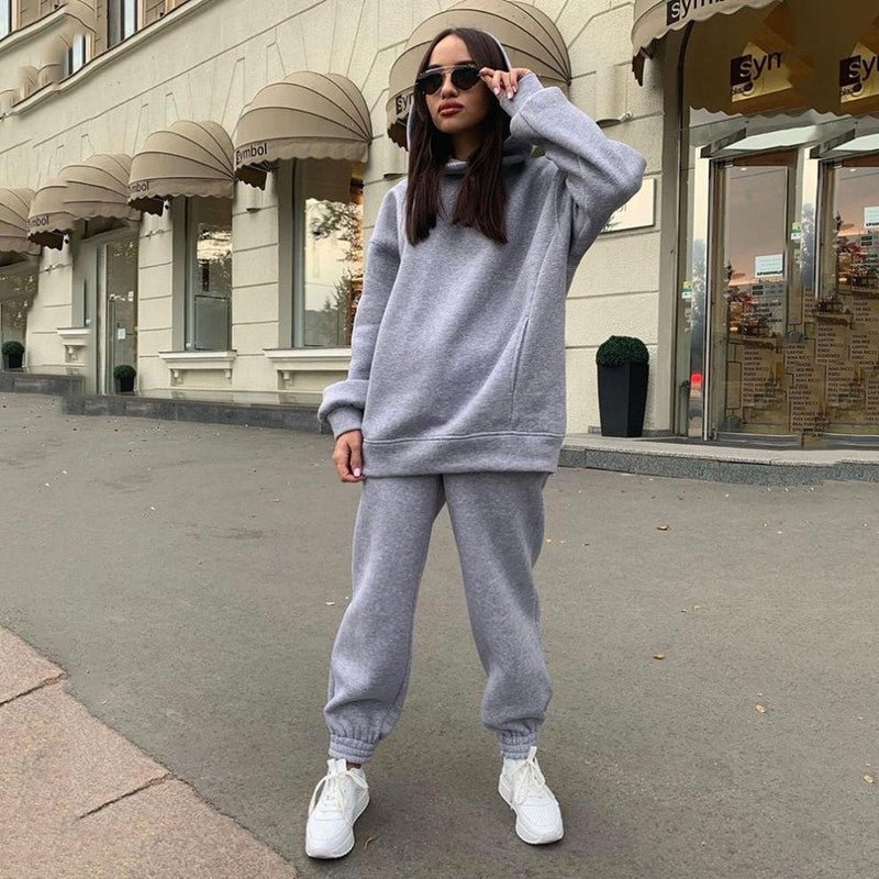 Survêtement Femme Jogging avec Hoodie et Pantalon de Sport