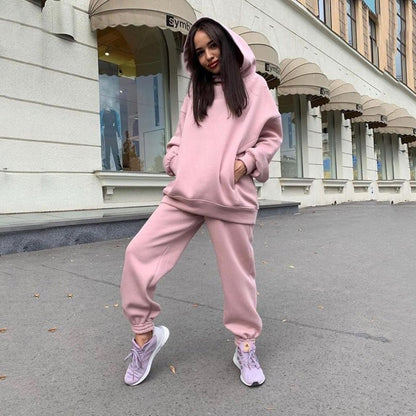Survêtement Femme Jogging avec Hoodie et Pantalon de Sport
