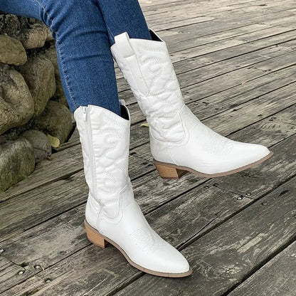 Bottes De Cowboy Modernes Avec Fermeture Éclair | Talon Bloc
