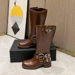 Bottes D'hiver À Boucles | Talons Carrés