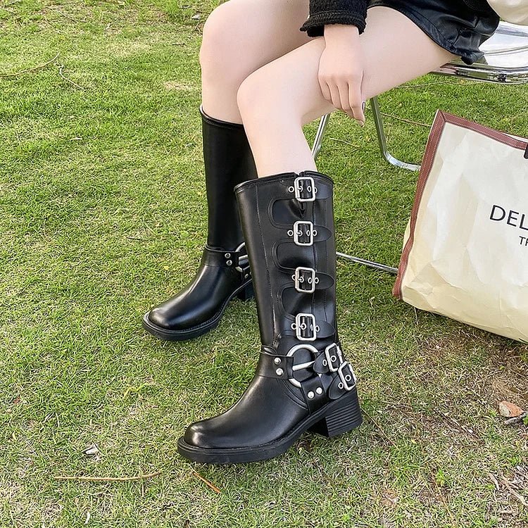 Bottes D'hiver À Boucles | Talons Carrés