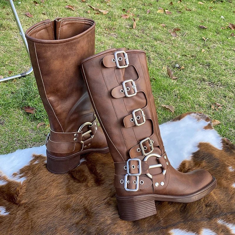 Bottes D'hiver À Boucles | Talons Carrés